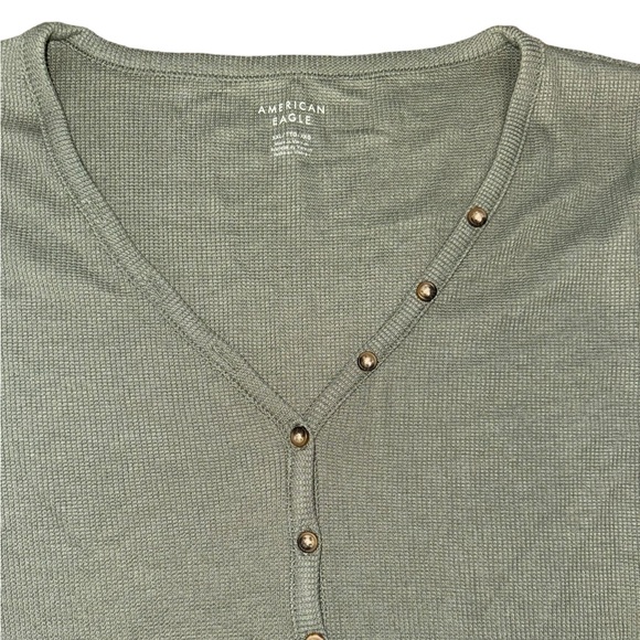 American Eagle Olive Green Long Sleeve V-Neck Shirt Women’s XXL - Picture 3 of 5